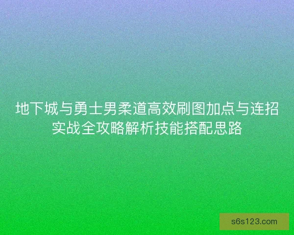 地下城与勇士男柔道高效刷图加点与连招实战全攻略解析技能搭配思路